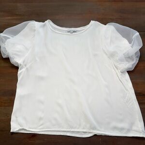White Birch Sheer Puff Sleeve Blouse